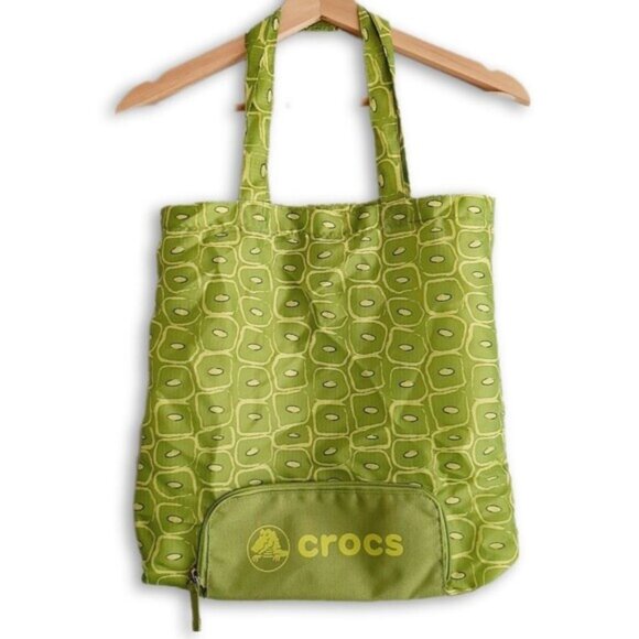 CROCS Foldable Tote Purse Light Shopper Bag Green - Picture 1 of 12